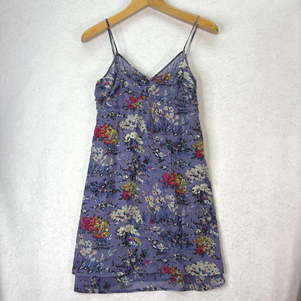 American Eagle Purple Floral Strappy Mini Dress Womens 8 Cottagecore Fairy Boho